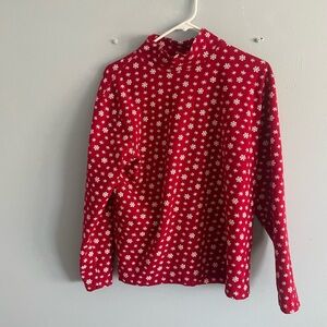 St. John's Bay Red Snowflake Long Sleeve Shirt